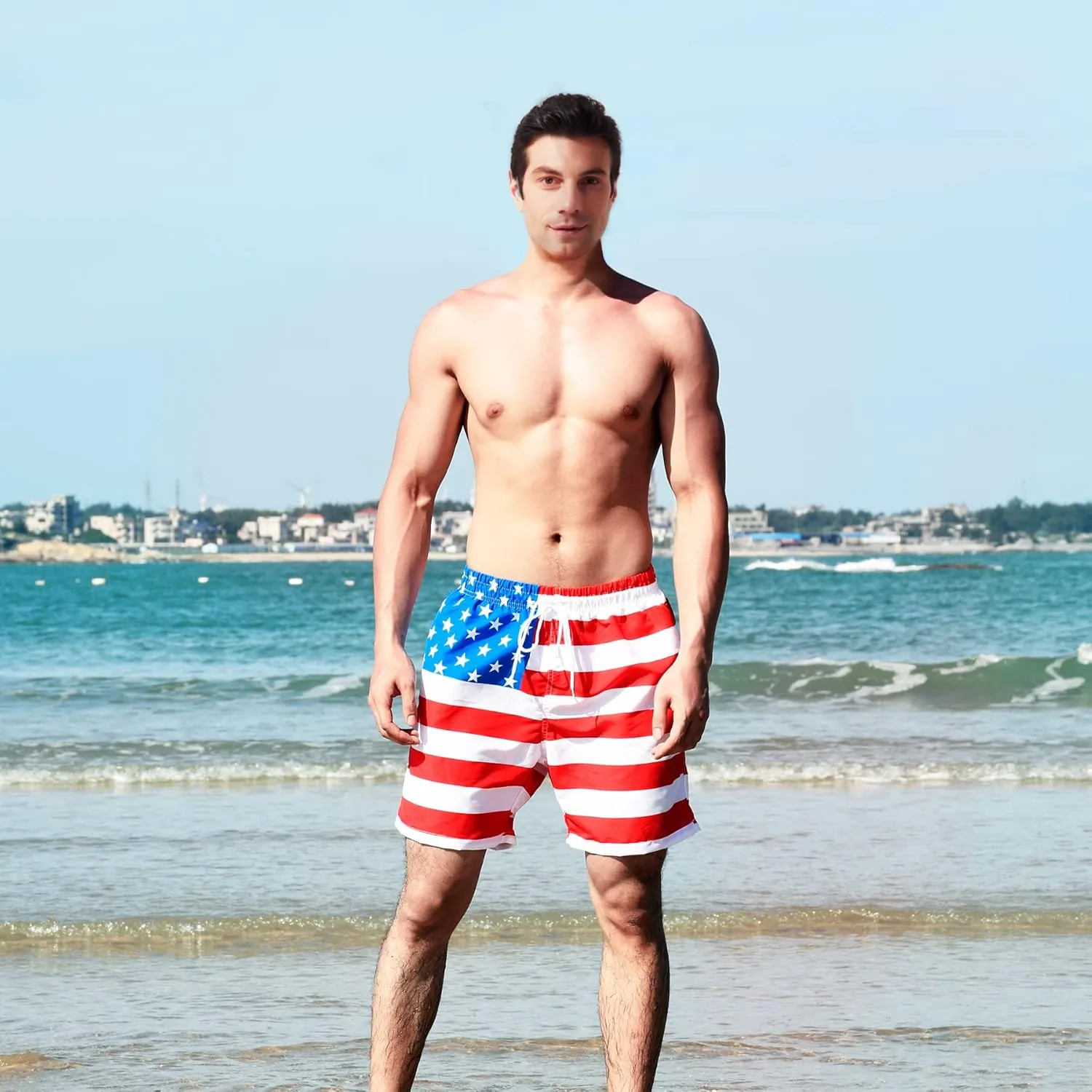 SUNDAY ROSE Mens Swim Trunks Quick Dry 5 inch Inseam Beach Shorts with Mesh Lining Bathing Suits for Men