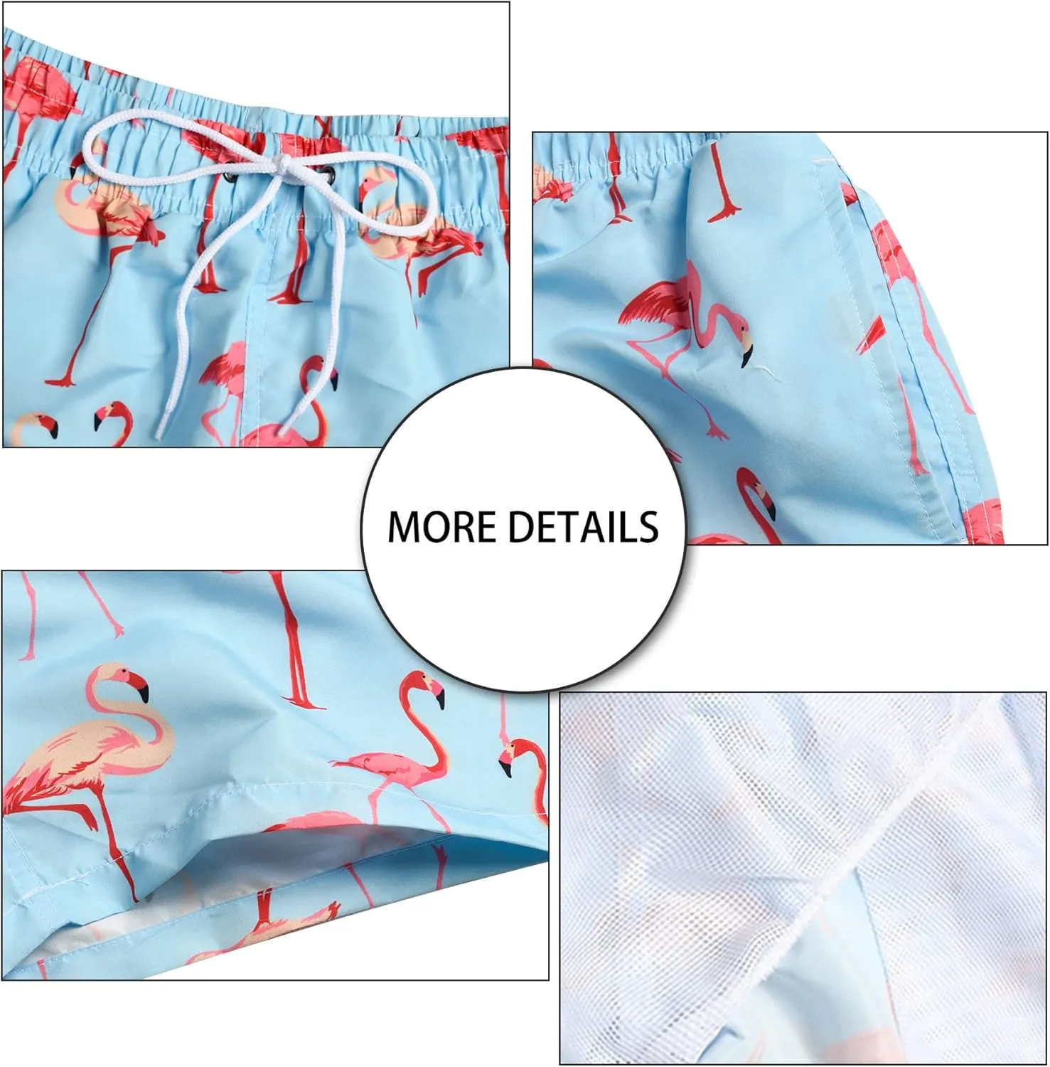 SUNDAY ROSE Mens Swim Trunks Quick Dry 5 inch Inseam Beach Shorts with Mesh Lining Bathing Suits for Men