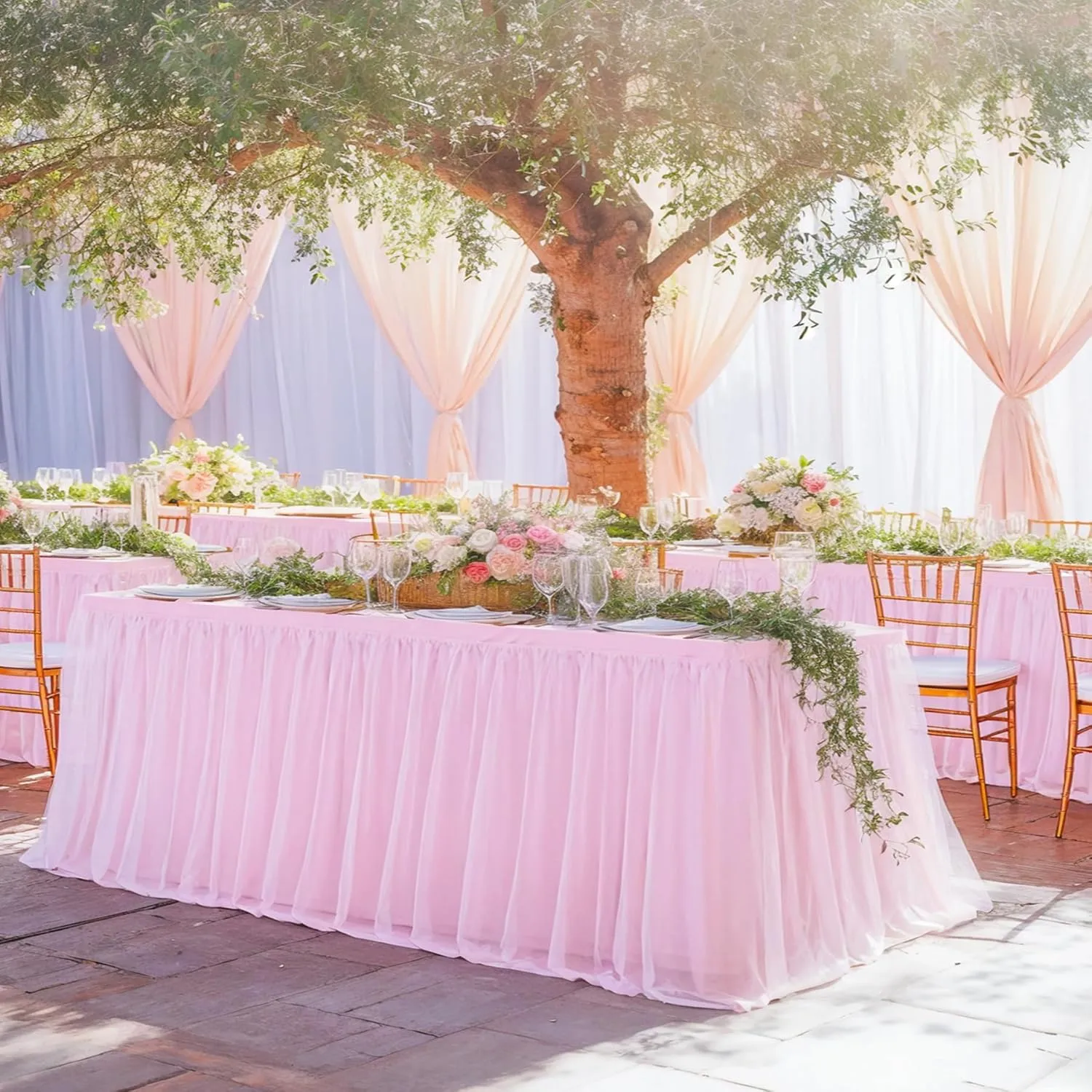 Suppromo 6ft Pink Tablecloths for Rectangle Tables 72 x 30 Inch Pink Rectangular Table Cloth, Wrinkle Free Table Cover with Tutu Skirt for Baby Shower Birthday Party Banquet Buffet Cake Decorations