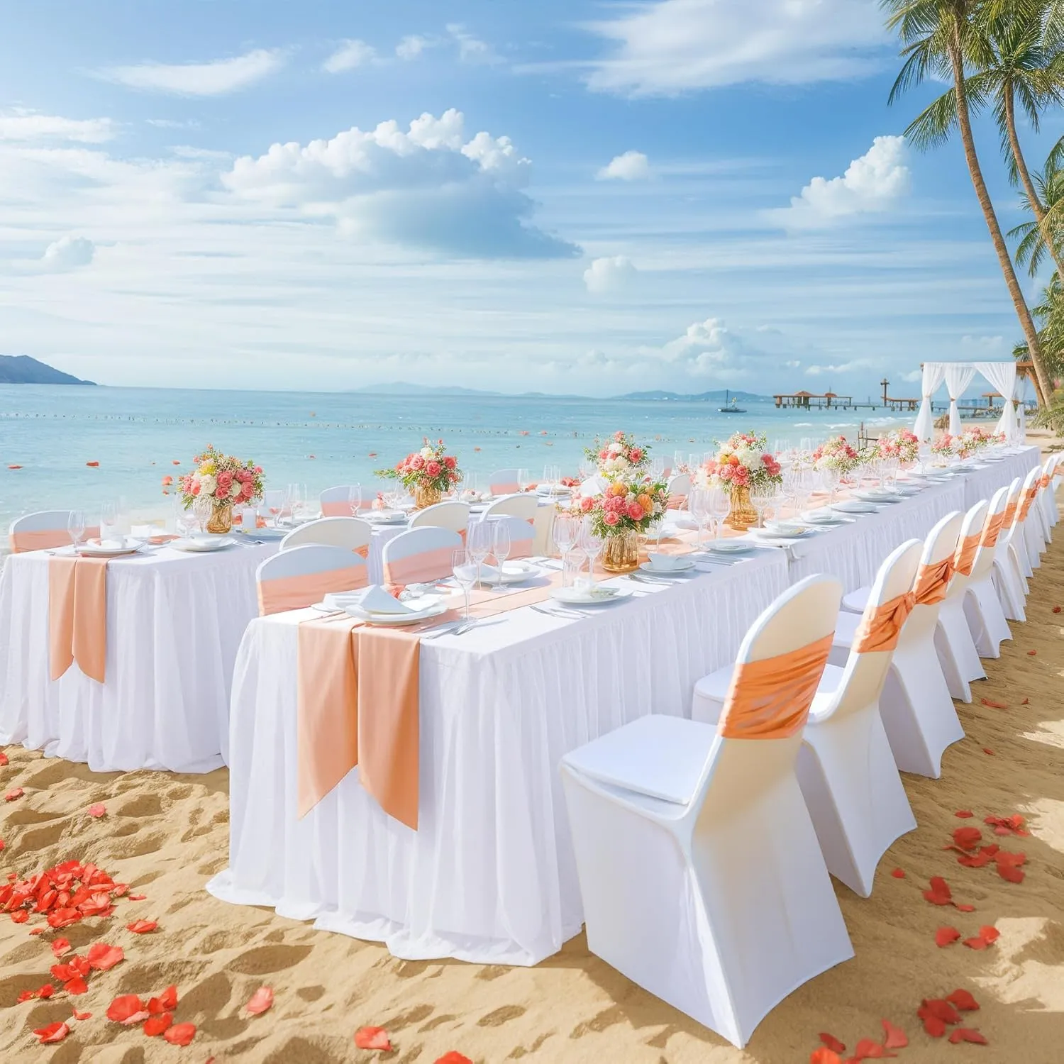 Suppromo White Tulle Tablecloth for 6 Foot Rectangular Tables, 72 x 30 Inch White Rectangle Table Cloth, Wrinkle Free Table Cover with Tutu Skirt for Wedding Birthday Party Banquet Decorations