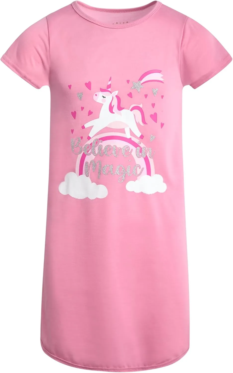 Sweet & Sassy Girls Nightgowns - 4 Pack Short Sleeve Night Gown Sleepwear Pajama Dress for Kids (Size: 4-14)