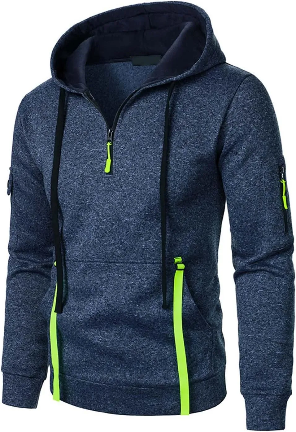 Tactical Hoodies Men Quarter Zip Pullover Vintage Workout Hoodies with Zipper Pockets Trendy Military Sweatshirt