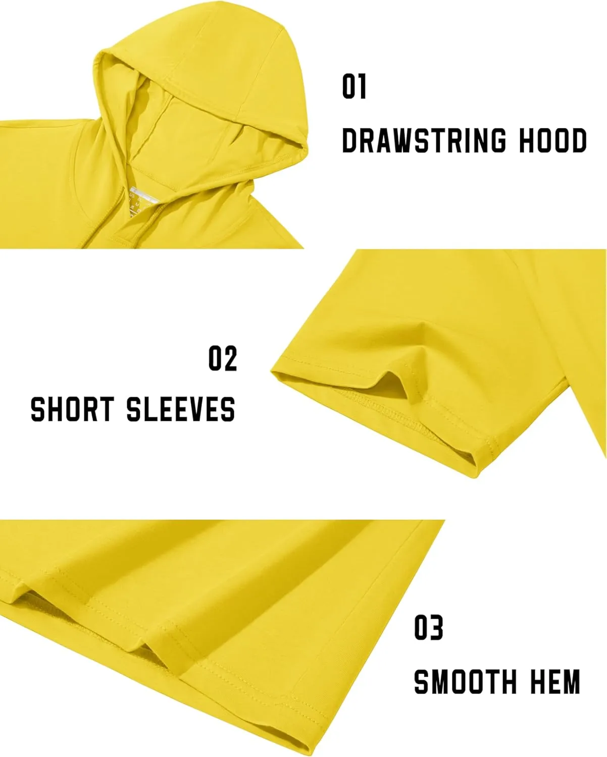 TACVASEN Short Sleeve Hoodies for Men Cotton Hoodies Summer Sweatshirt Lightweight Breathable Workout Shirts Pullover