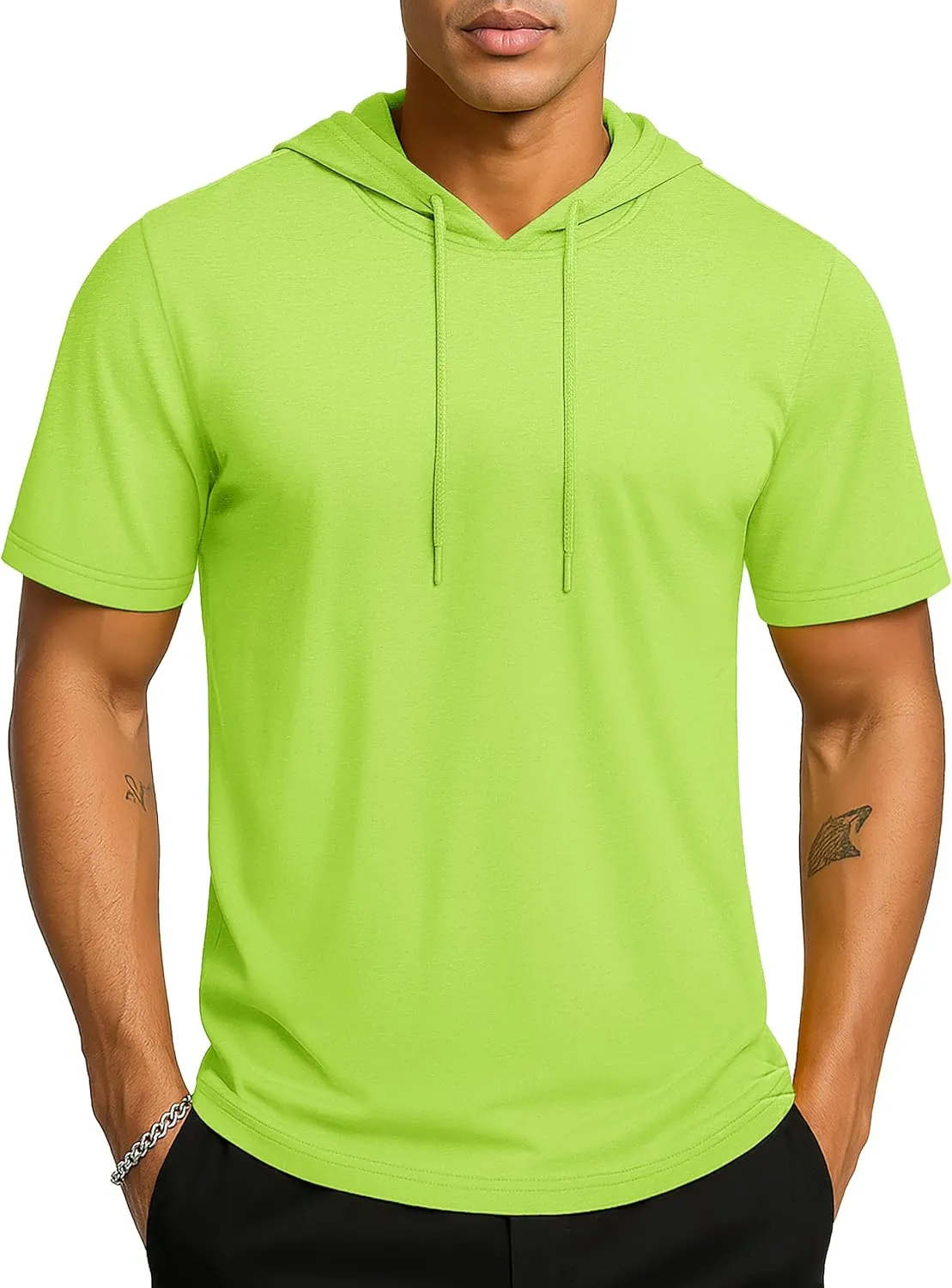 TACVASEN Short Sleeve Hoodies for Men Cotton Hoodies Summer Sweatshirt Lightweight Breathable Workout Shirts Pullover