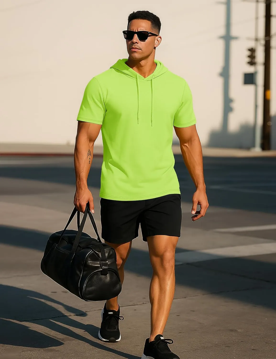 TACVASEN Short Sleeve Hoodies for Men Cotton Hoodies Summer Sweatshirt Lightweight Breathable Workout Shirts Pullover