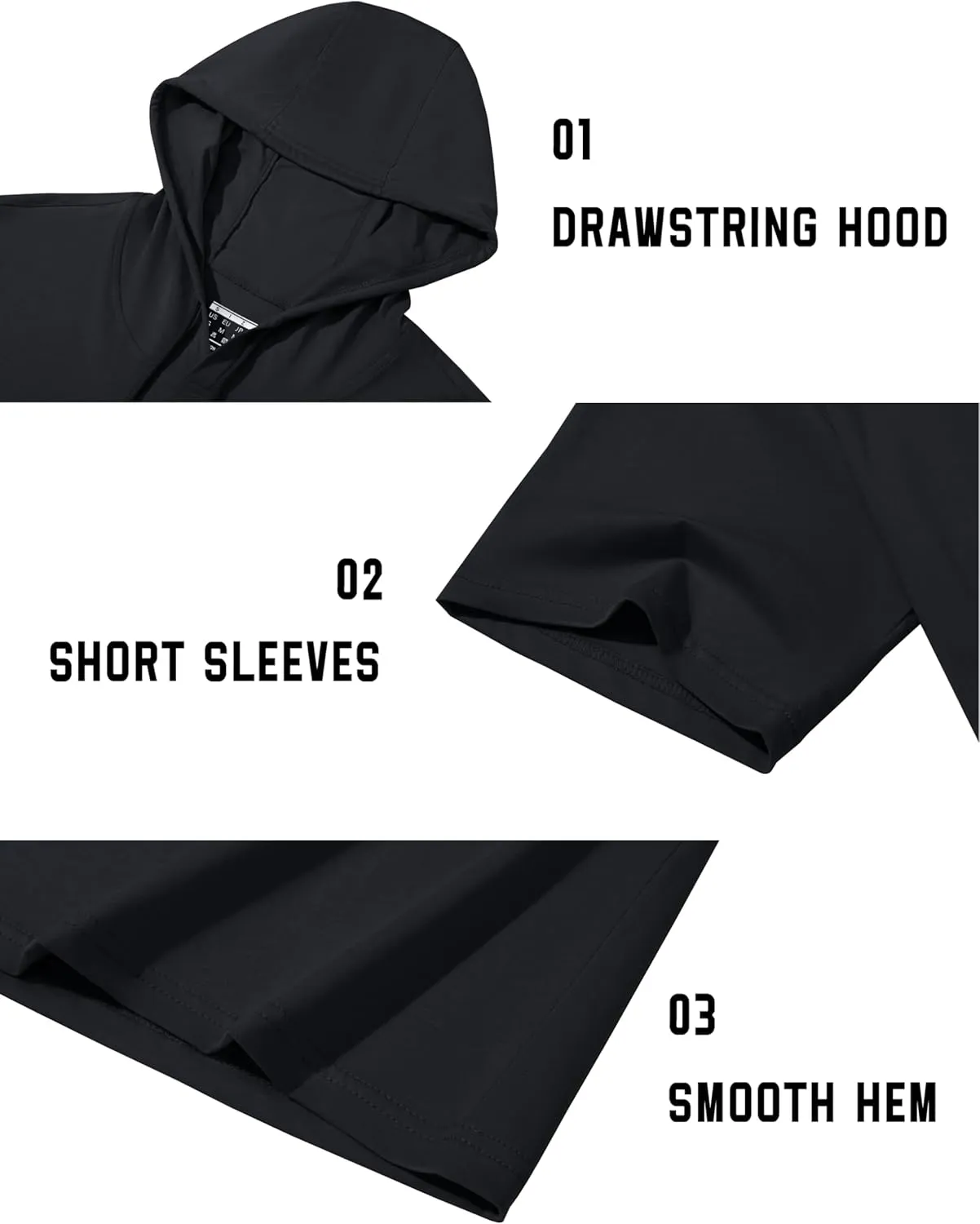 TACVASEN Short Sleeve Hoodies for Men Cotton Hoodies Summer Sweatshirt Lightweight Breathable Workout Shirts Pullover