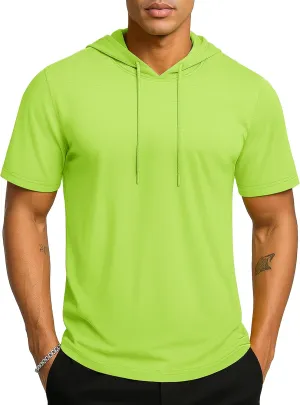 TACVASEN Short Sleeve Hoodies for Men Cotton Hoodies Summer Sweatshirt Lightweight Breathable Workout Shirts Pullover