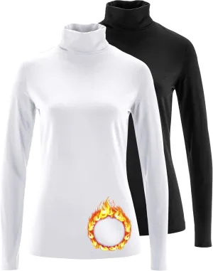 TAIPOVE Women's Thermal Fleece Turtleneck Long Sleeve Tops Lightweight Pullover Sweater Cotton Casual Soft Comfort Shirt