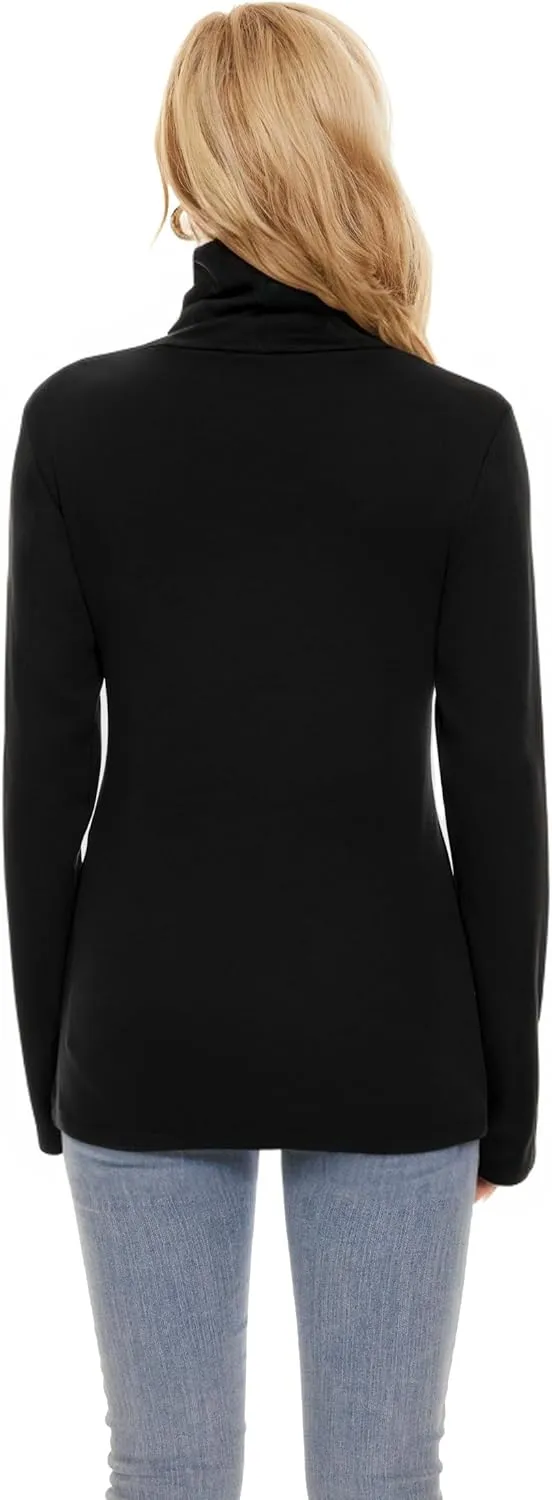 TAIPOVE Women's Thermal Fleece Turtleneck Long Sleeve Tops Lightweight Pullover Sweater Cotton Casual Soft Comfort Shirt