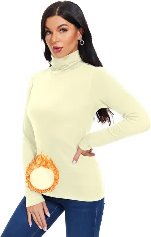 TAIPOVE Women's Thermal Fleece Turtleneck Long Sleeve Tops Lightweight Pullover Sweater Cotton Casual Soft Comfort Shirt