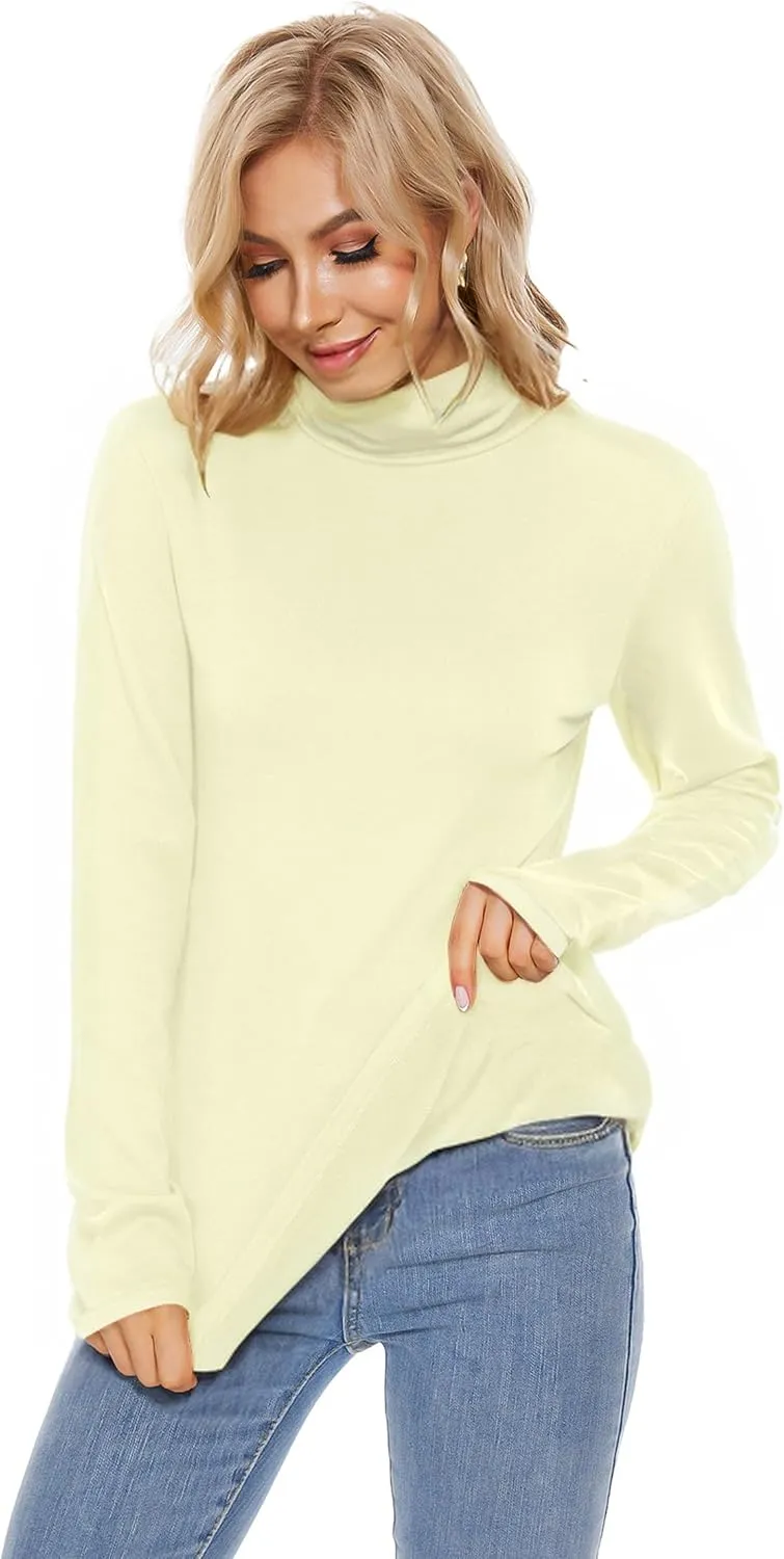 TAIPOVE Women's Thermal Fleece Turtleneck Long Sleeve Tops Lightweight Pullover Sweater Cotton Casual Soft Comfort Shirt