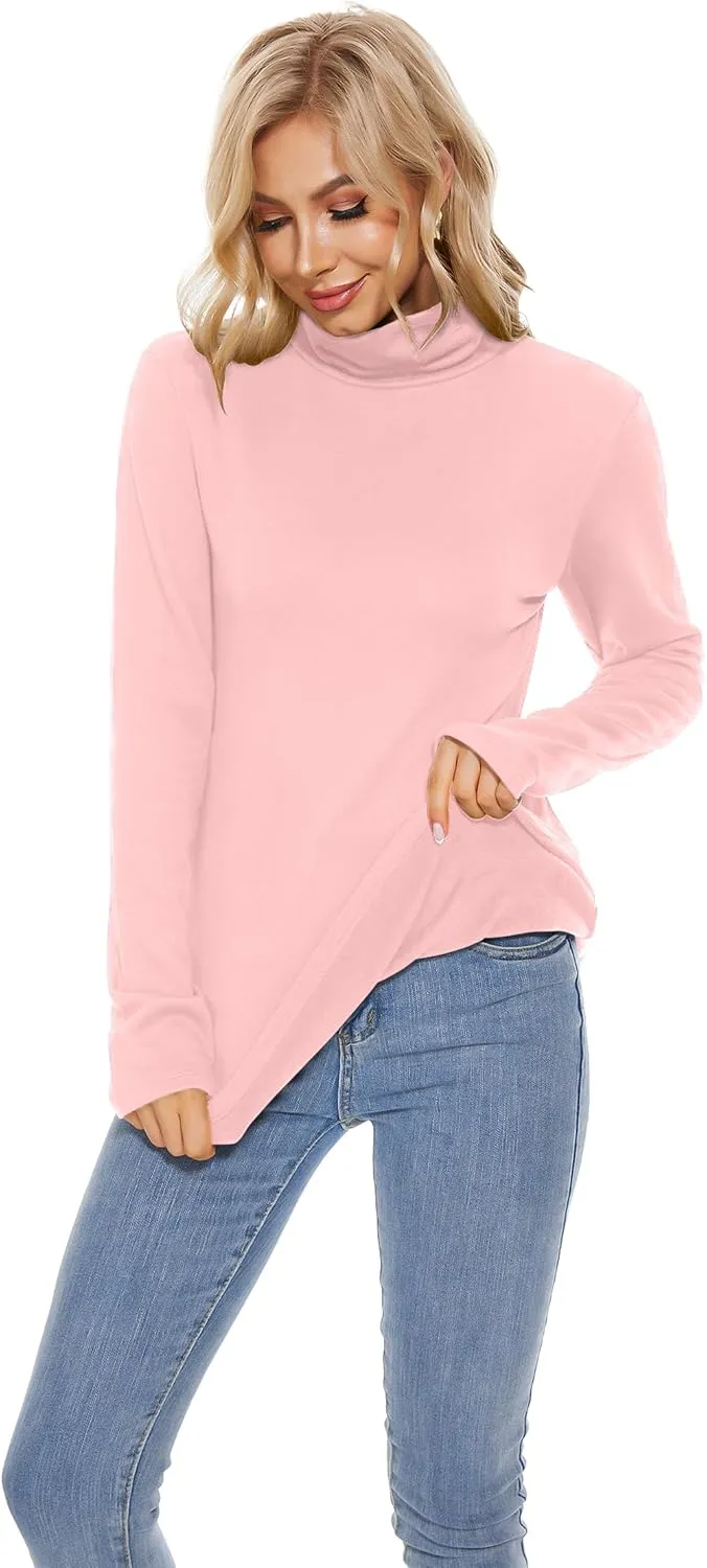 TAIPOVE Women's Thermal Fleece Turtleneck Long Sleeve Tops Lightweight Pullover Sweater Cotton Casual Soft Comfort Shirt