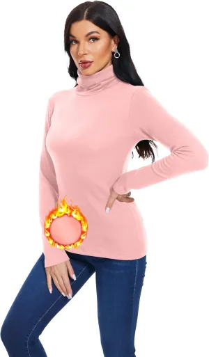 TAIPOVE Women's Thermal Fleece Turtleneck Long Sleeve Tops Lightweight Pullover Sweater Cotton Casual Soft Comfort Shirt