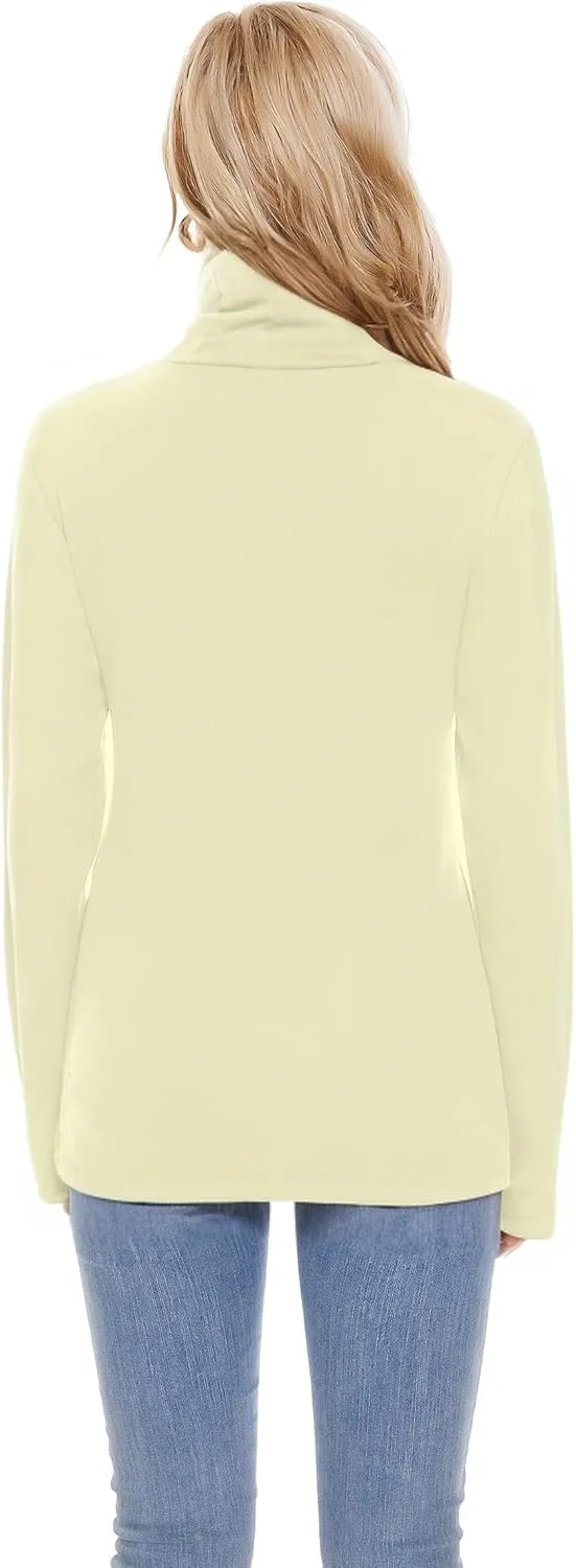 TAIPOVE Women's Thermal Fleece Turtleneck Long Sleeve Tops Lightweight Pullover Sweater Cotton Casual Soft Comfort Shirt