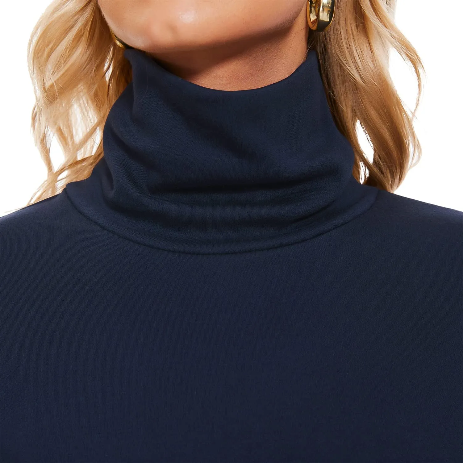 TAIPOVE Women's Thermal Fleece Turtleneck Long Sleeve Tops Lightweight Pullover Sweater Cotton Casual Soft Comfort Shirt