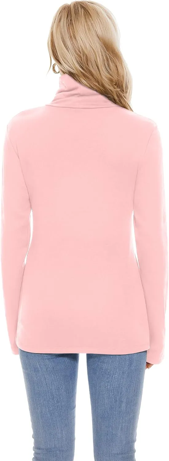 TAIPOVE Women's Thermal Fleece Turtleneck Long Sleeve Tops Lightweight Pullover Sweater Cotton Casual Soft Comfort Shirt