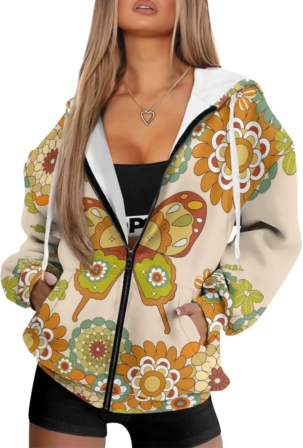 TODIYADDU Trendy Sweatshirts Womens Oversized Hoodies Fashion Zip Up Hooded with Pockets Casual Long Sleeve Pullover Hoodies