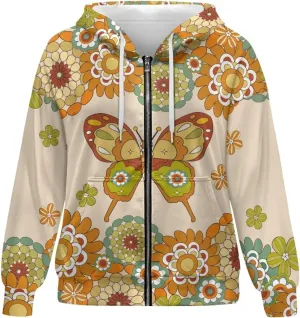 TODIYADDU Trendy Sweatshirts Womens Oversized Hoodies Fashion Zip Up Hooded with Pockets Casual Long Sleeve Pullover Hoodies