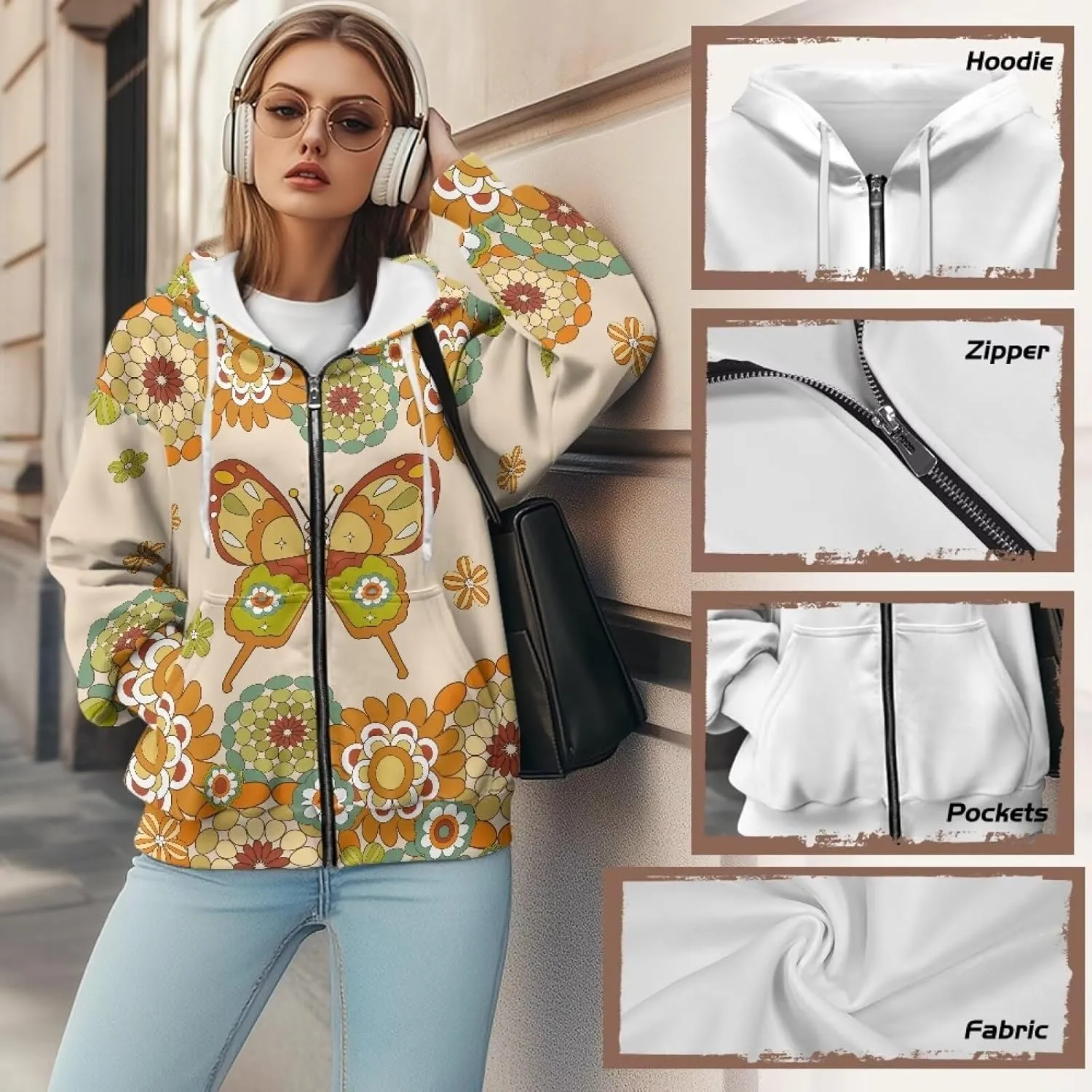 TODIYADDU Trendy Sweatshirts Womens Oversized Hoodies Fashion Zip Up Hooded with Pockets Casual Long Sleeve Pullover Hoodies