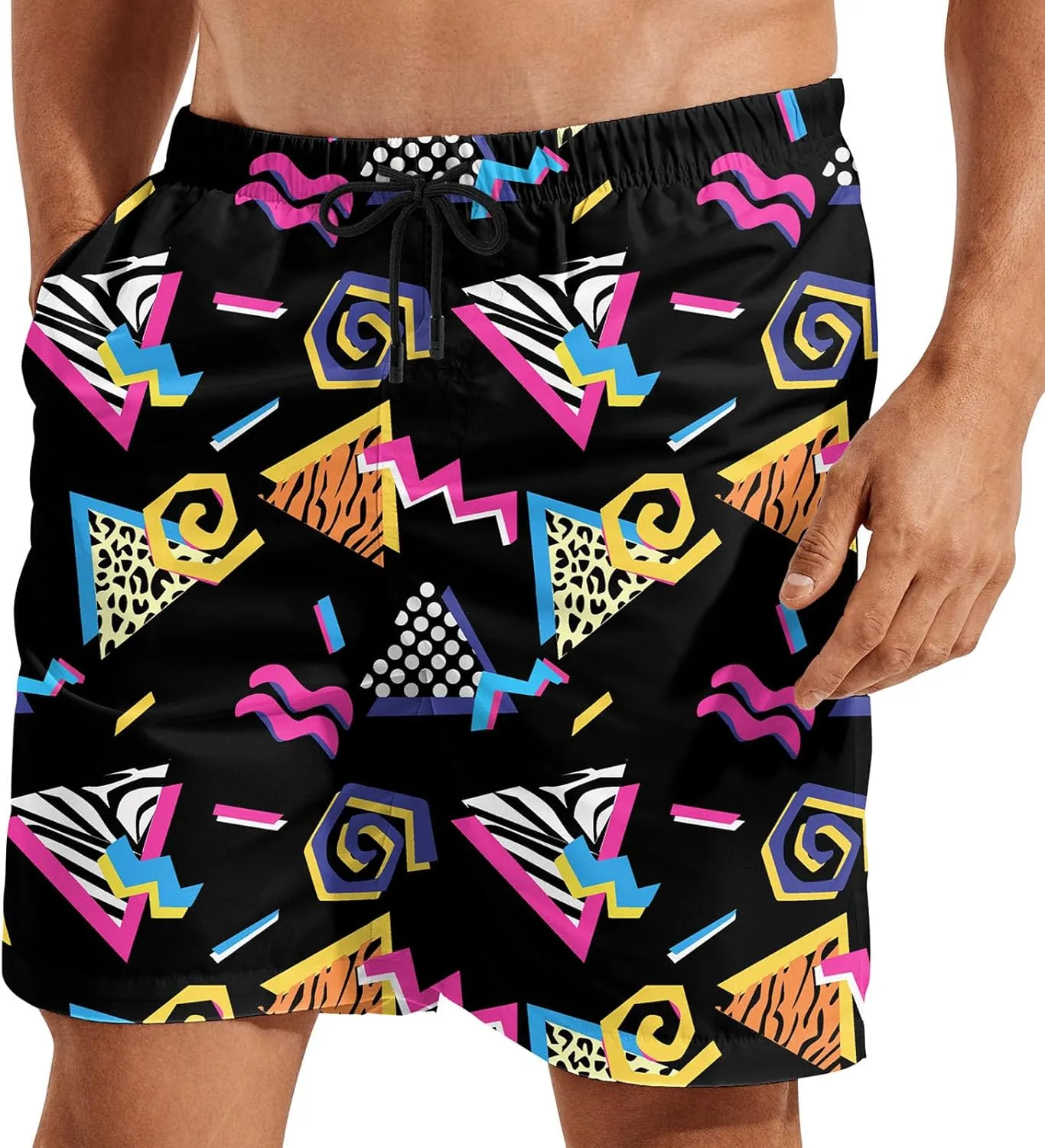 Turtle Hawaiian Print Swim Trunks for Mens Summer Shorts Quick Dry Shorts with Pockets and Mesh Lining Pants
