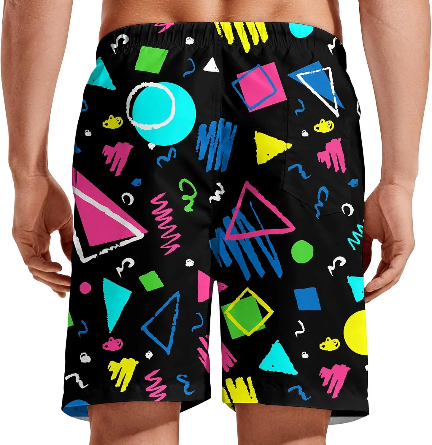 Turtle Hawaiian Print Swim Trunks for Mens Summer Shorts Quick Dry Shorts with Pockets and Mesh Lining Pants