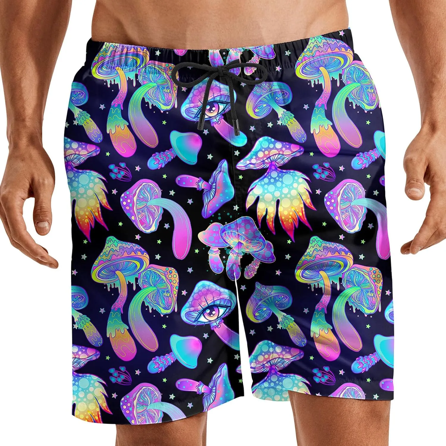 Turtle Hawaiian Print Swim Trunks for Mens Summer Shorts Quick Dry Shorts with Pockets and Mesh Lining Pants