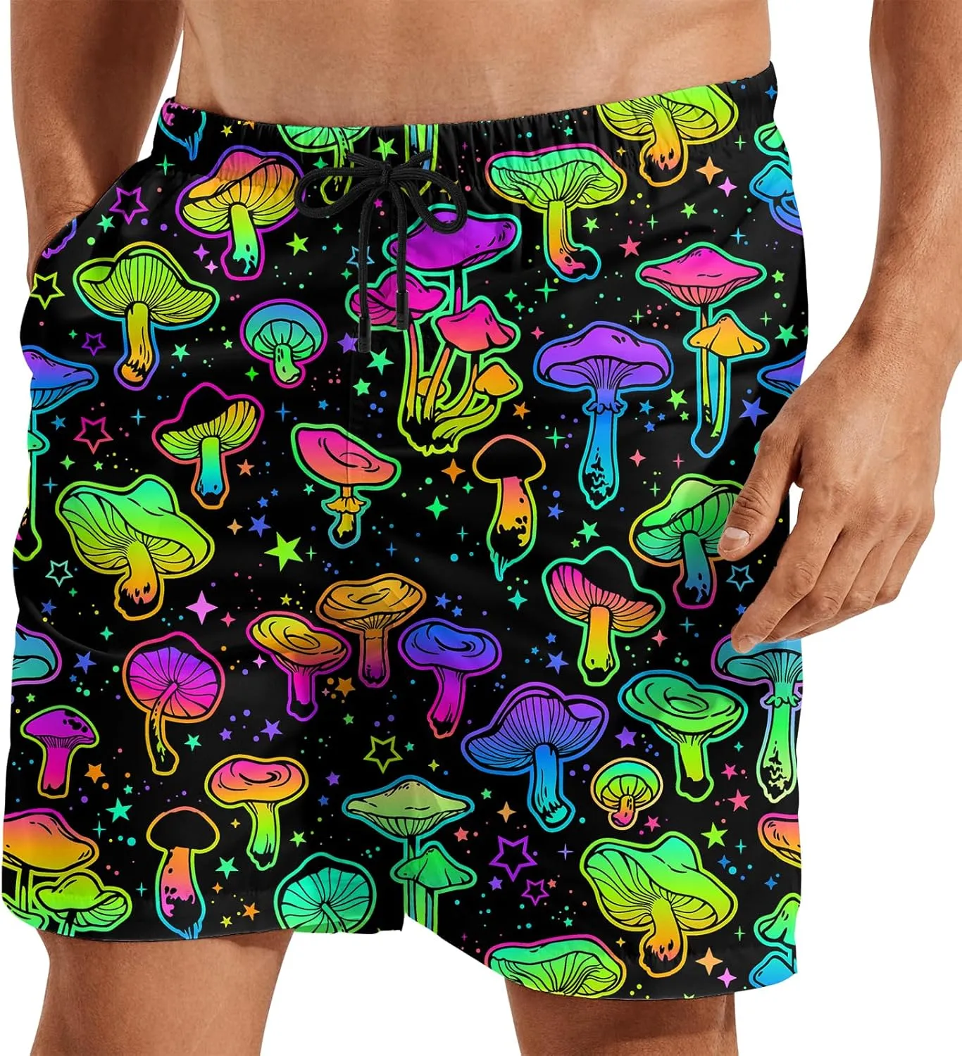 Turtle Hawaiian Print Swim Trunks for Mens Summer Shorts Quick Dry Shorts with Pockets and Mesh Lining Pants