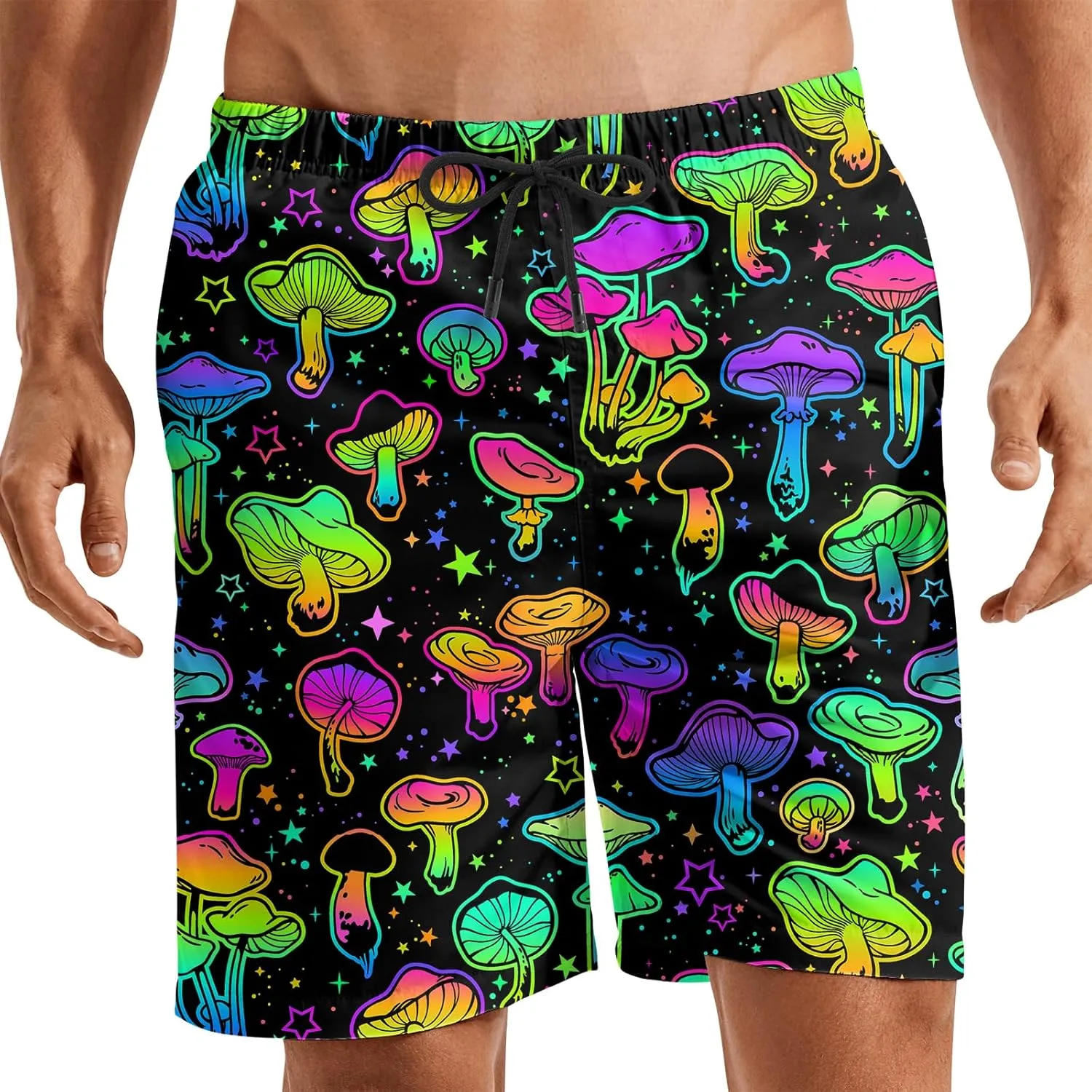 Turtle Hawaiian Print Swim Trunks for Mens Summer Shorts Quick Dry Shorts with Pockets and Mesh Lining Pants
