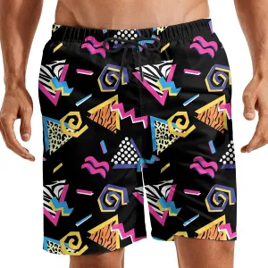 Turtle Hawaiian Print Swim Trunks for Mens Summer Shorts Quick Dry Shorts with Pockets and Mesh Lining Pants