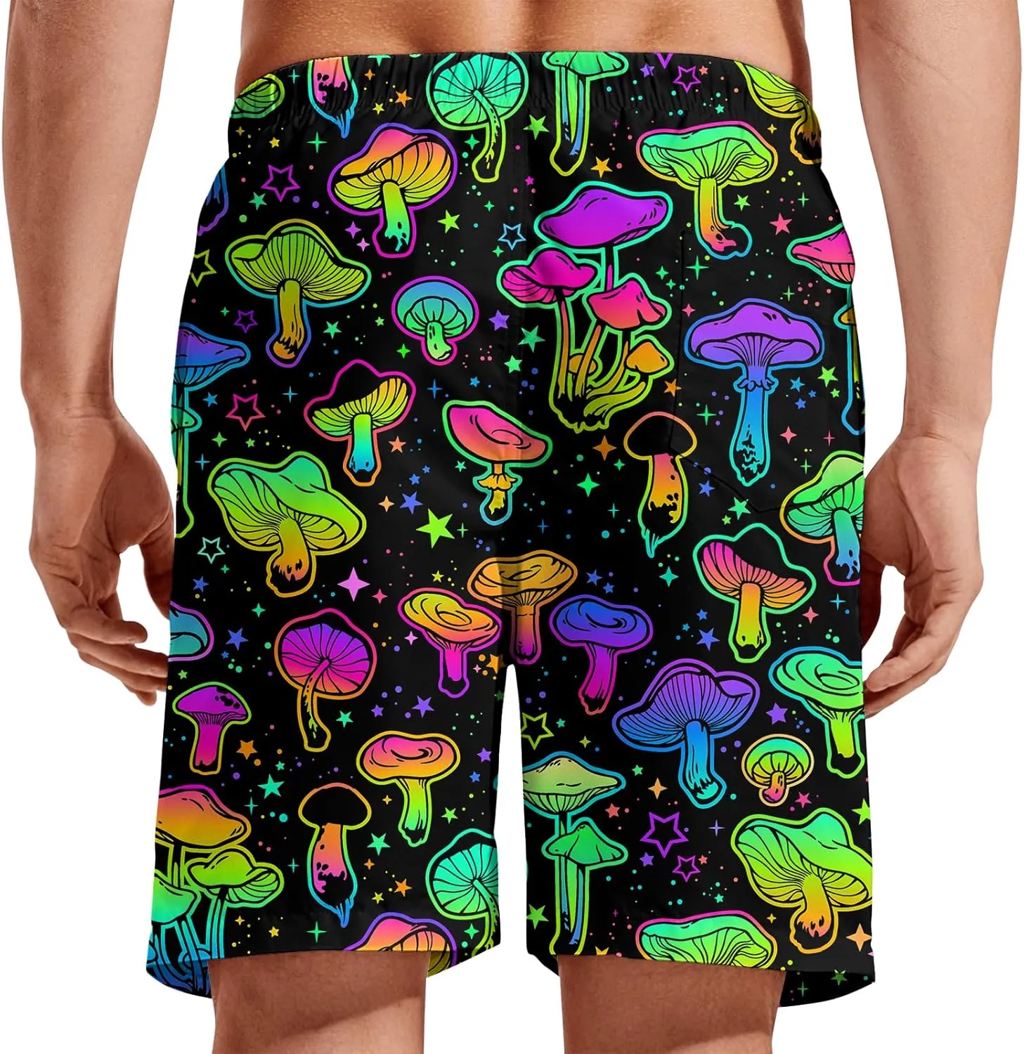 Turtle Hawaiian Print Swim Trunks for Mens Summer Shorts Quick Dry Shorts with Pockets and Mesh Lining Pants