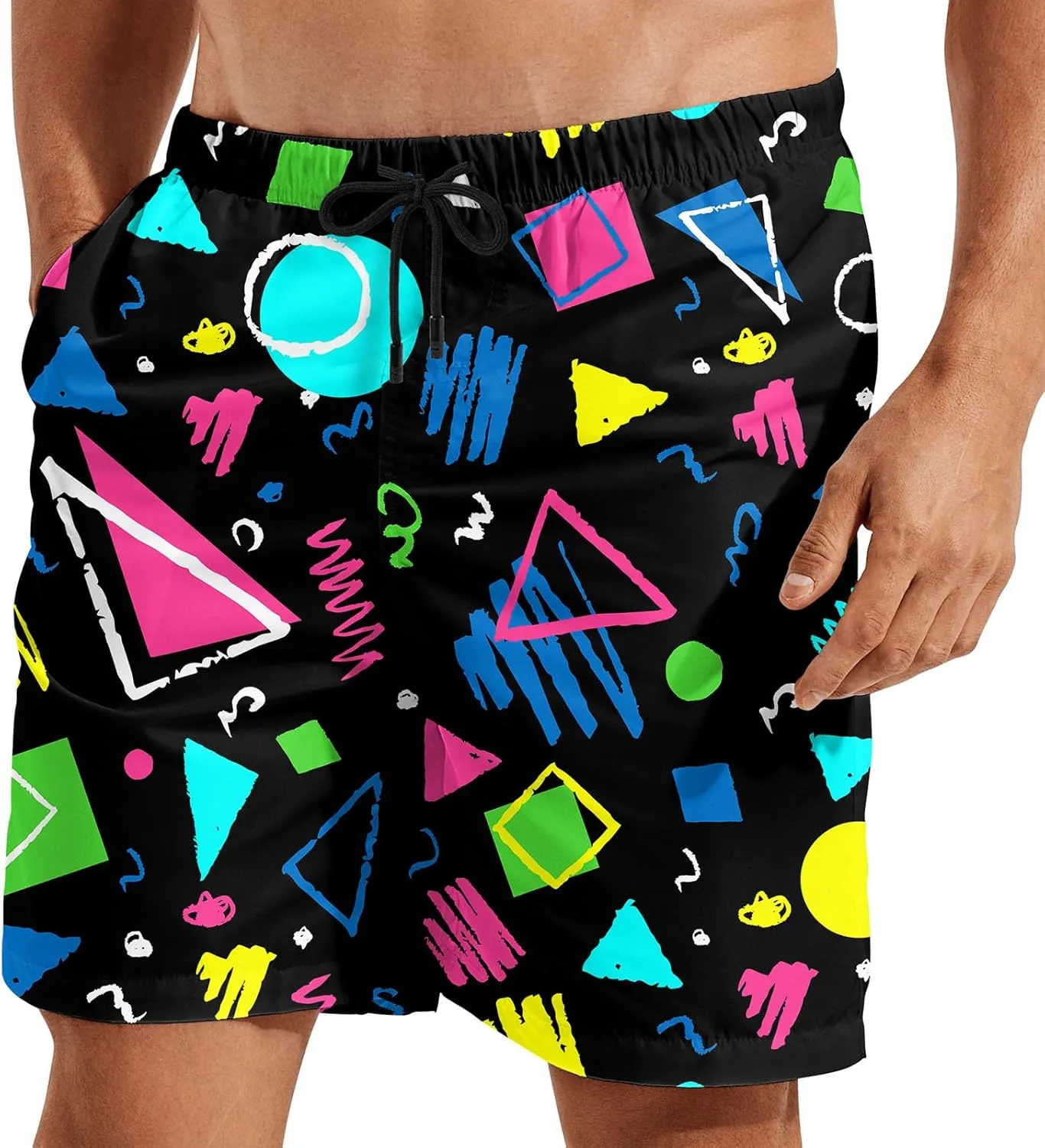 Turtle Hawaiian Print Swim Trunks for Mens Summer Shorts Quick Dry Shorts with Pockets and Mesh Lining Pants