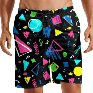 Turtle Hawaiian Print Swim Trunks for Mens Summer Shorts Quick Dry Shorts with Pockets and Mesh Lining Pants