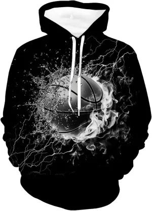 Unisex Hoodies 3D Print Pullover Hooded Sweatshirt Hoodies with Big Pockets for Men