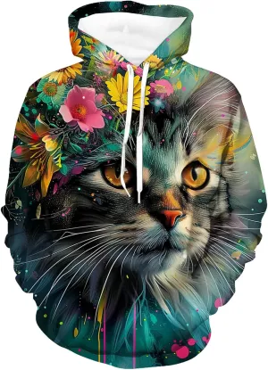 Unisex Hoodies 3D Print Pullover Hooded Sweatshirt Hoodies with Big Pockets for Men