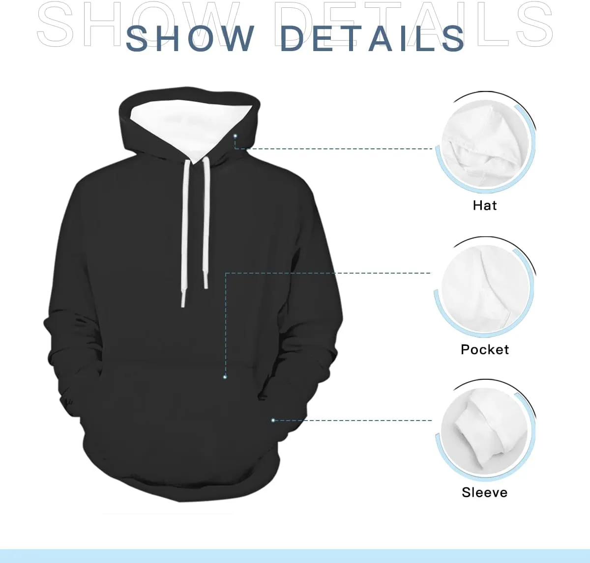 Unisex Hoodies 3D Print Pullover Hooded Sweatshirt Hoodies with Big Pockets for Men