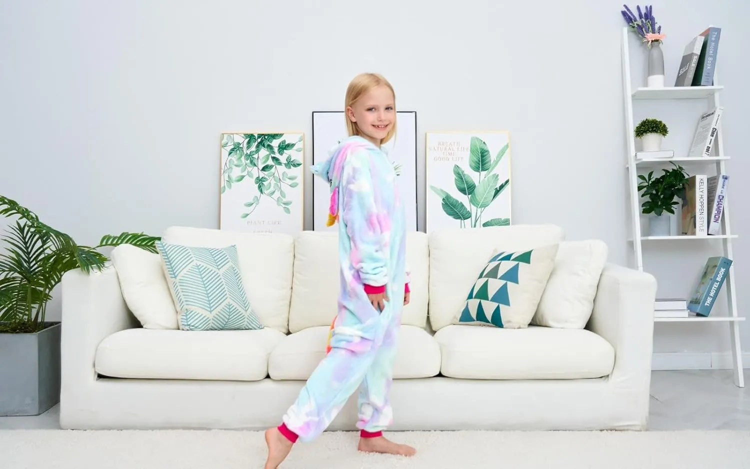 Unisex Kids Unicorn Onesie Girls One Piece Pajamas Halloween Cosplay Costume Sleepwear