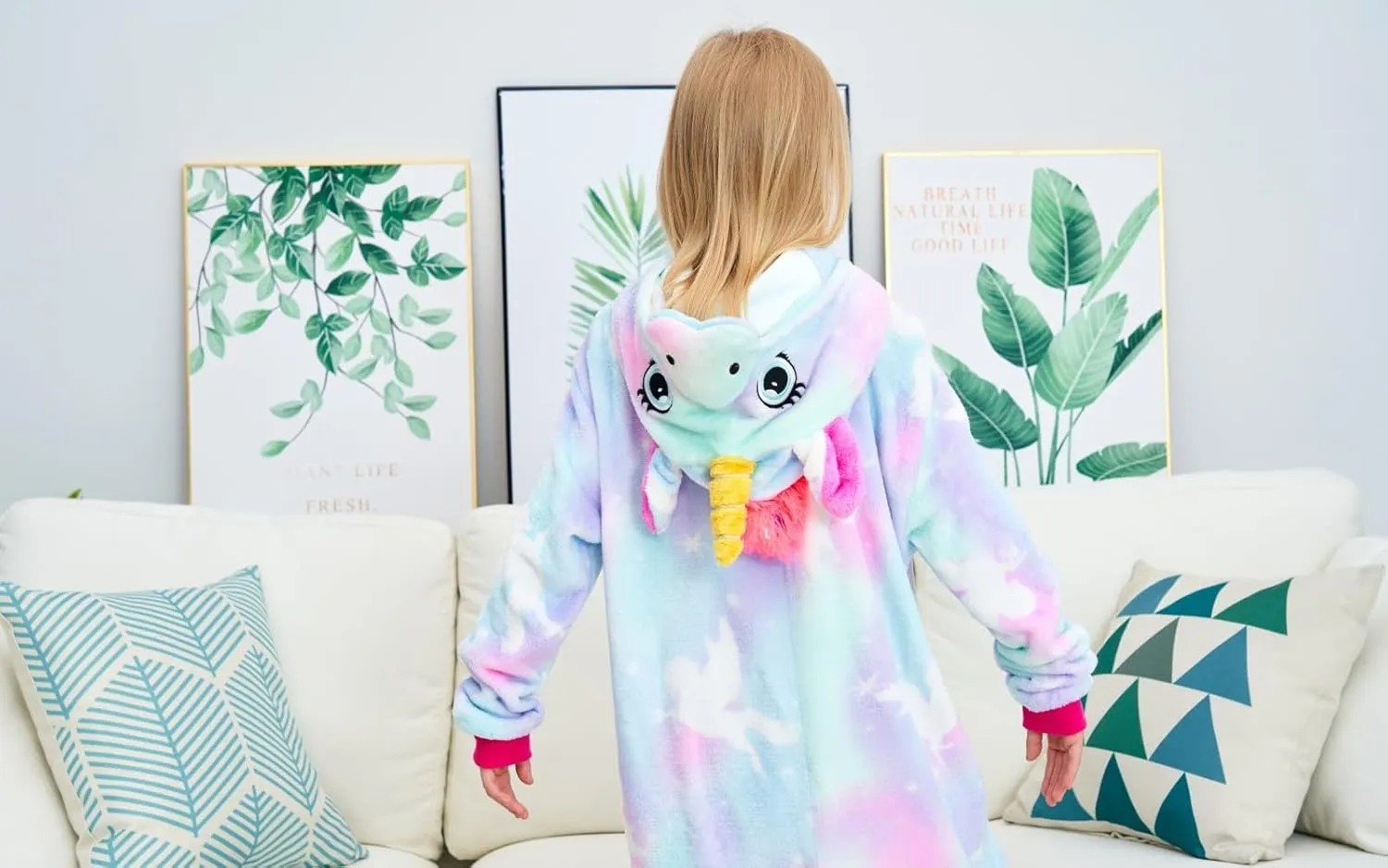 Unisex Kids Unicorn Onesie Girls One Piece Pajamas Halloween Cosplay Costume Sleepwear