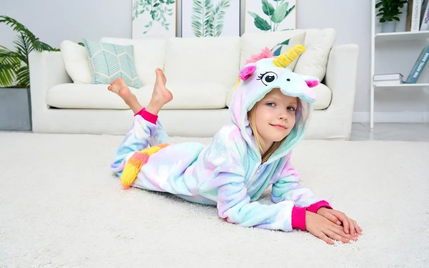 Unisex Kids Unicorn Onesie Girls One Piece Pajamas Halloween Cosplay Costume Sleepwear