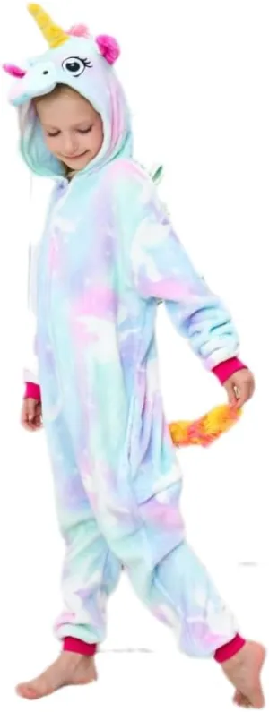 Unisex Kids Unicorn Onesie Girls One Piece Pajamas Halloween Cosplay Costume Sleepwear