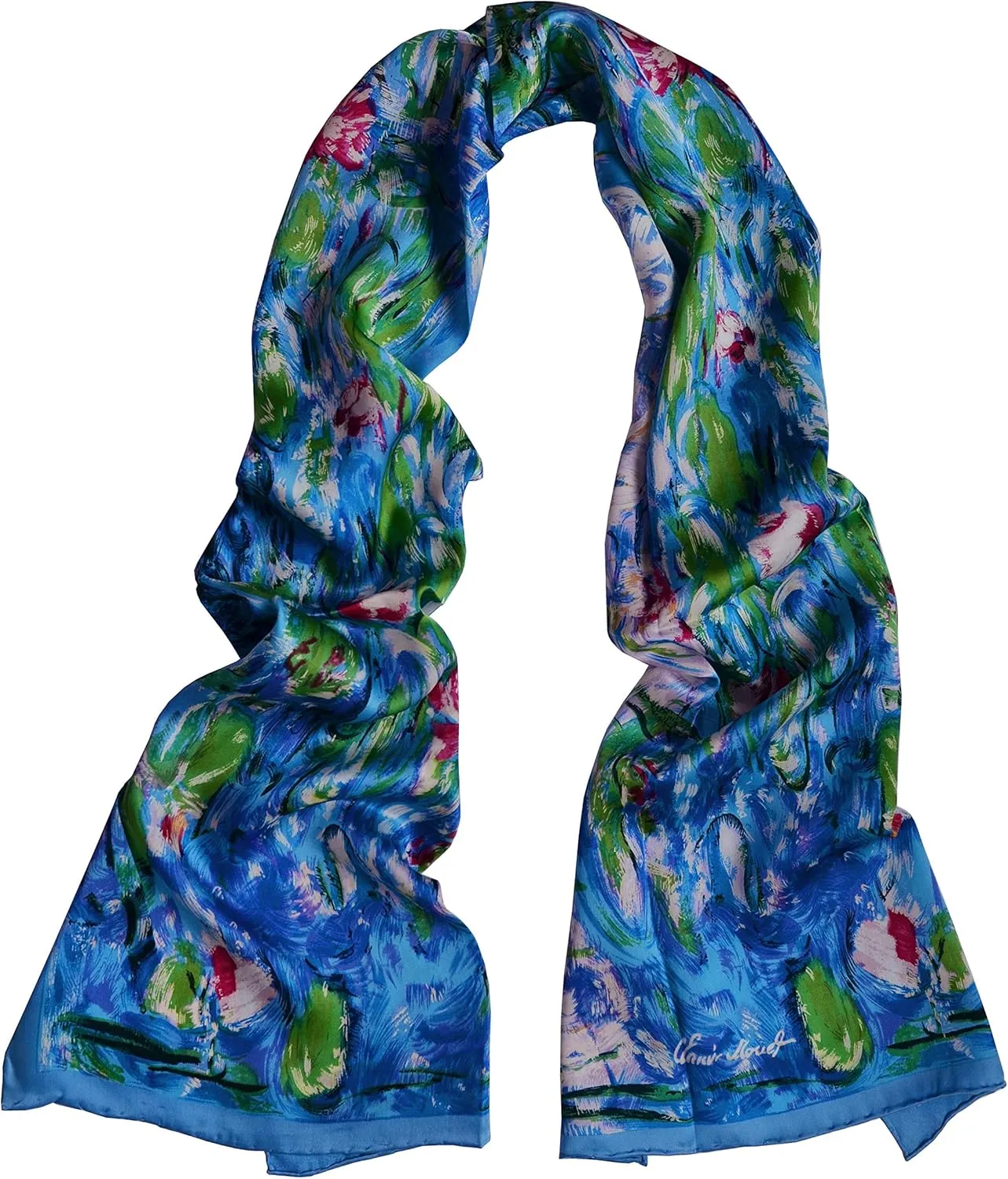 Van Gogh and Claude Monets Paintings, Fashion Silk Scarf Premium Shawl Wrap Art (Van Gogh - Starry Night)