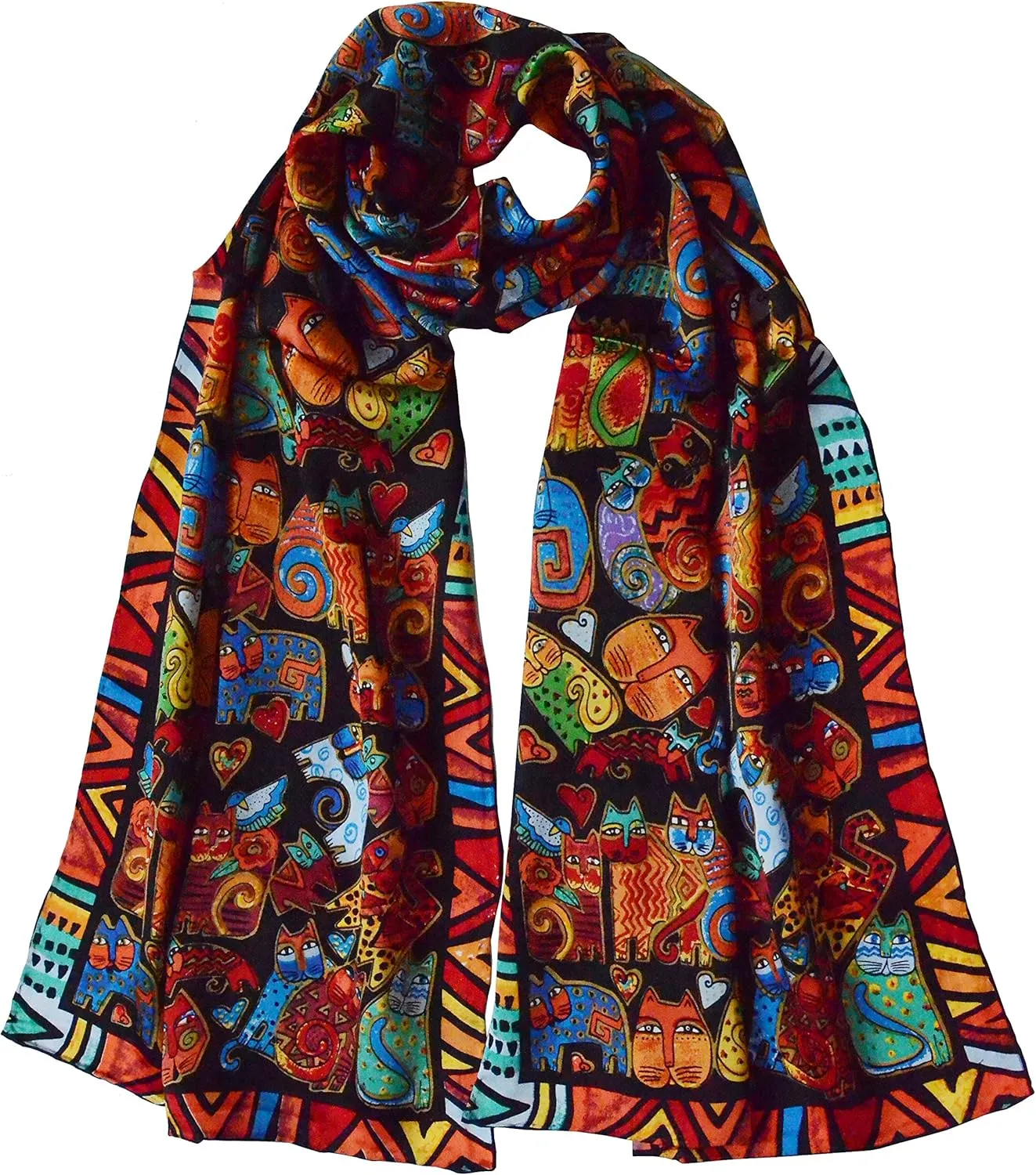 Van Gogh and Claude Monets Paintings, Fashion Silk Scarf Premium Shawl Wrap Art (Van Gogh - Starry Night)