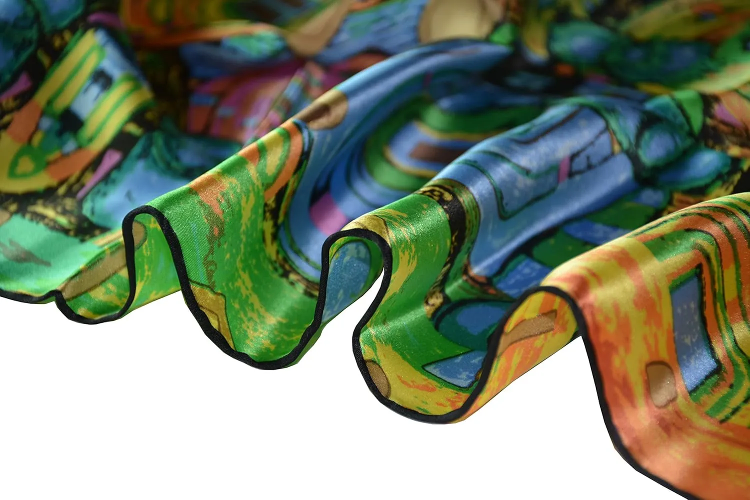 Van Gogh and Claude Monets Paintings, Fashion Silk Scarf Premium Shawl Wrap Art (Van Gogh - Starry Night)