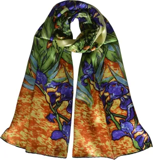 Van Gogh and Claude Monets Paintings, Fashion Silk Scarf Premium Shawl Wrap Art (Van Gogh - Starry Night)