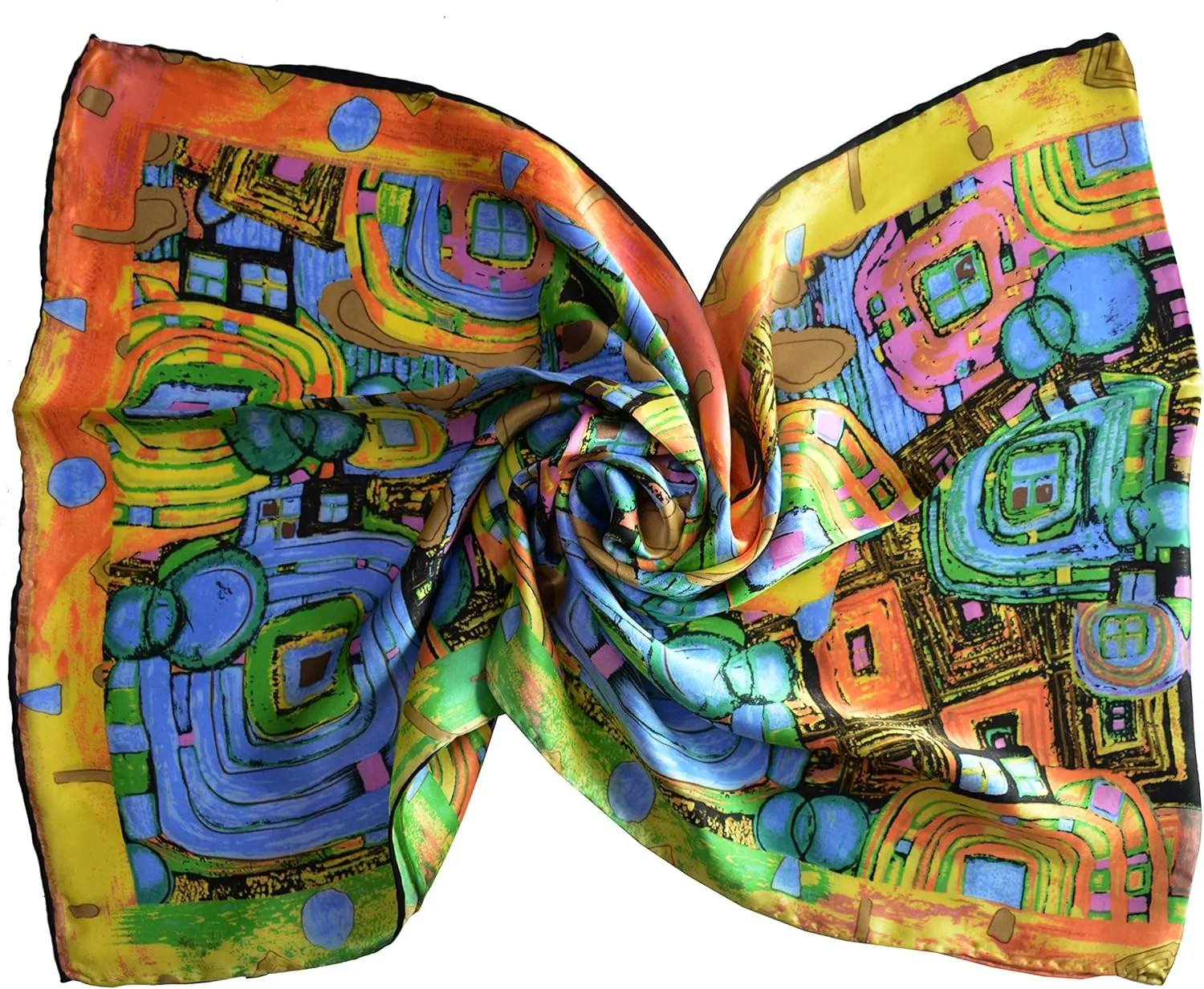 Van Gogh and Claude Monets Paintings, Fashion Silk Scarf Premium Shawl Wrap Art (Van Gogh - Starry Night)