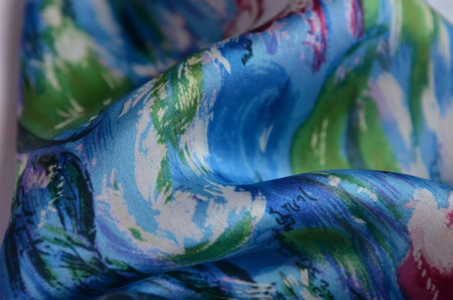 Van Gogh and Claude Monets Paintings, Fashion Silk Scarf Premium Shawl Wrap Art (Van Gogh - Starry Night)