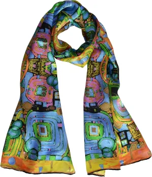 Van Gogh and Claude Monets Paintings, Fashion Silk Scarf Premium Shawl Wrap Art (Van Gogh - Starry Night)