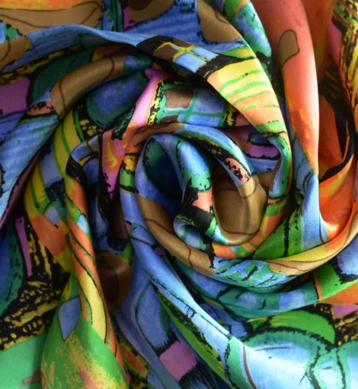 Van Gogh and Claude Monets Paintings, Fashion Silk Scarf Premium Shawl Wrap Art (Van Gogh - Starry Night)