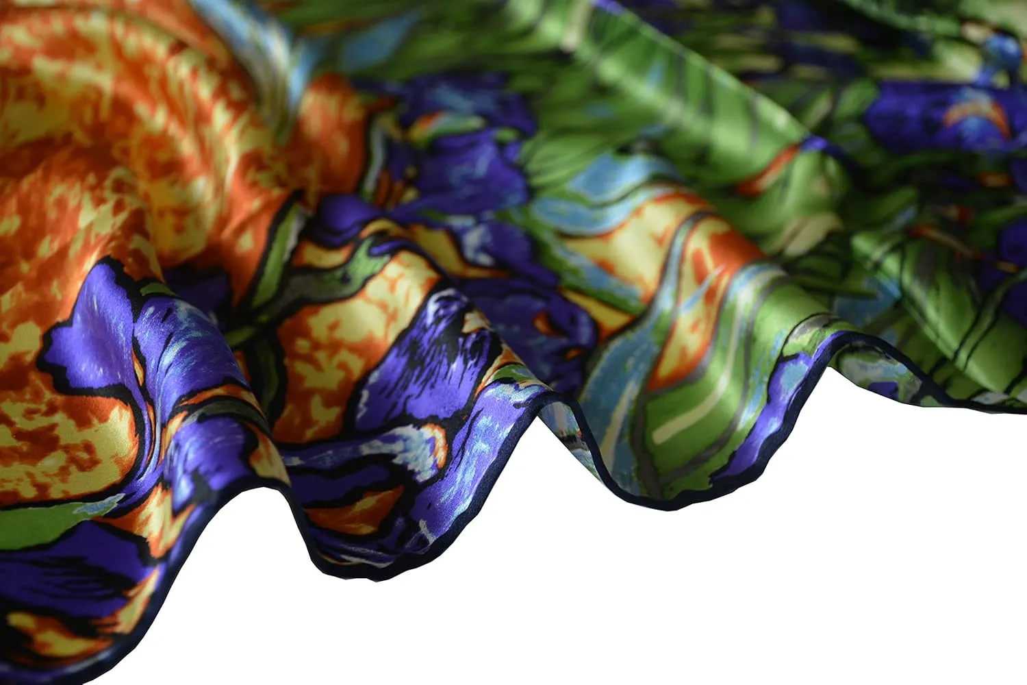 Van Gogh and Claude Monets Paintings, Fashion Silk Scarf Premium Shawl Wrap Art (Van Gogh - Starry Night)