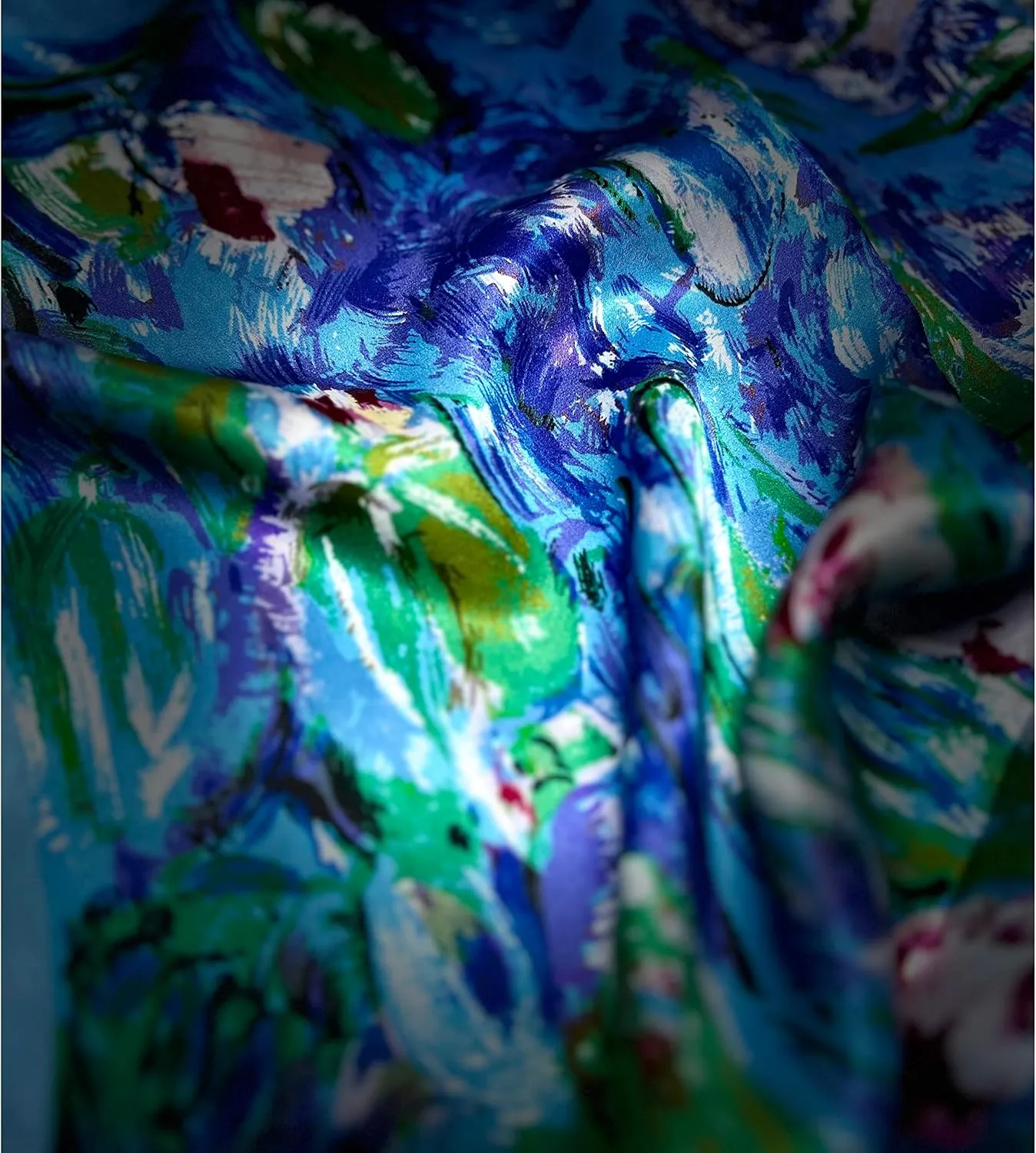 Van Gogh and Claude Monets Paintings, Fashion Silk Scarf Premium Shawl Wrap Art (Van Gogh - Starry Night)