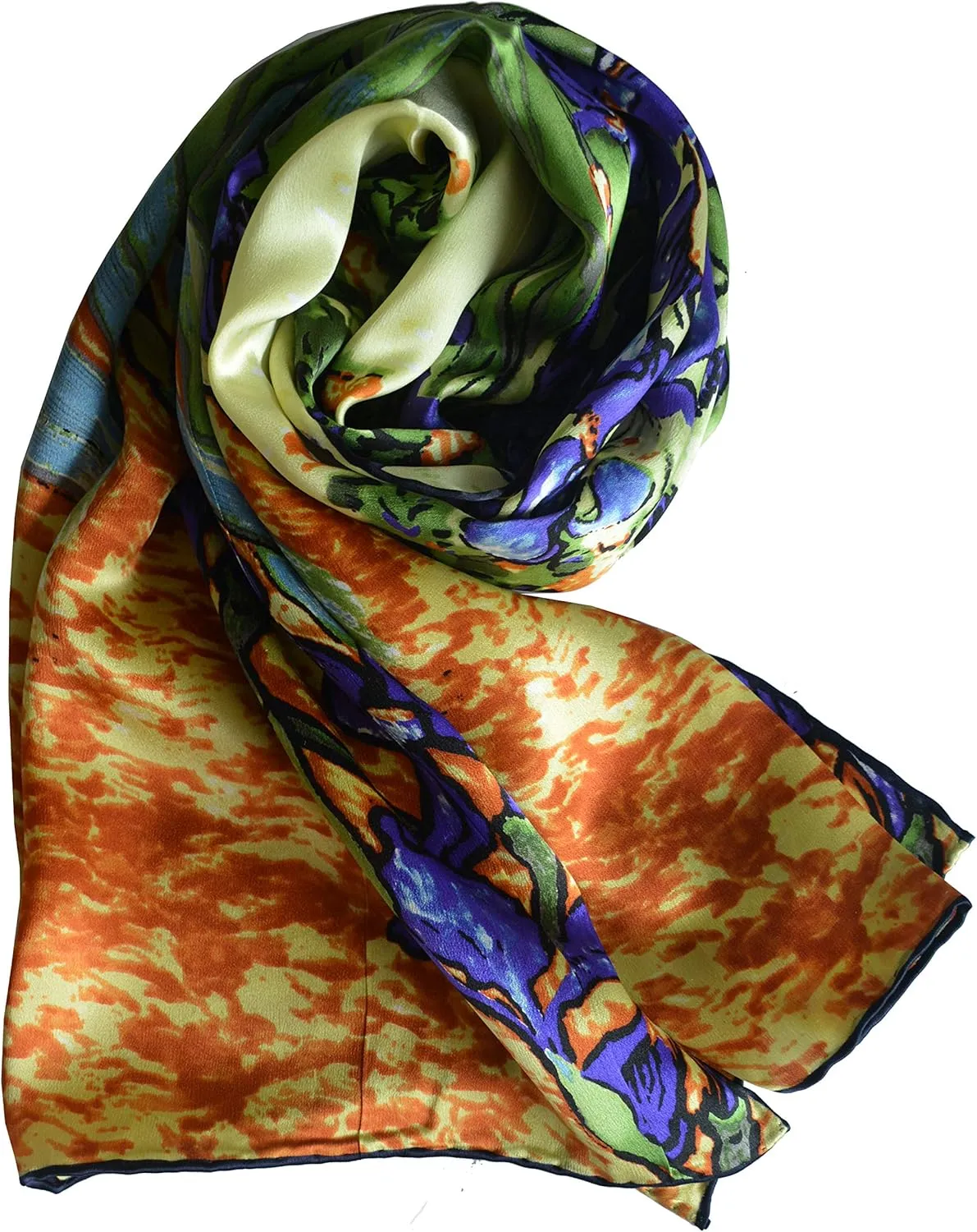 Van Gogh and Claude Monets Paintings, Fashion Silk Scarf Premium Shawl Wrap Art (Van Gogh - Starry Night)
